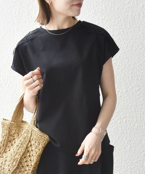SHIPS / シップス Tシャツ | 《予約》SHIPS any:〈洗濯機可能〉ジャージー フレンチスリーブ レース TEE | 詳細9