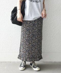 SHIPS / シップス ロング・マキシ丈スカート | 《予約》SHIPS any:〈洗濯機可能〉レオパード ヘム フリル Iライン イージー スカート