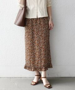 SHIPS / シップス ロング・マキシ丈スカート | 《予約》SHIPS any:〈洗濯機可能〉レオパード ヘム フリル Iライン イージー スカート