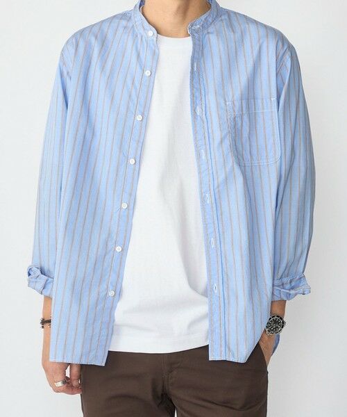 SHIPS / シップス シャツ・ブラウス | SHIPS:〈MADE IN JAPAN〉バンドカラー タイプライター ストライプ シャツ(ブルー系)