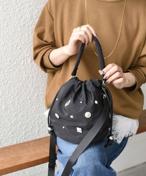SHIPS / シップス ショルダーバッグ | 《予約》SHIPS Colors:コンチョ 2WAY 巾着バッグ◆（ブラック）