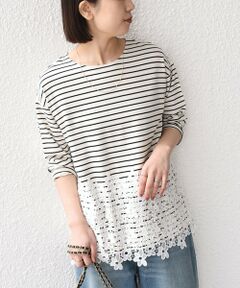 SHIPS / シップス カットソー（半袖以外） | 《予約》【WEB限定】SHIPS Colors:ポンチ レース コンビ トップス（ボーダー）2◆