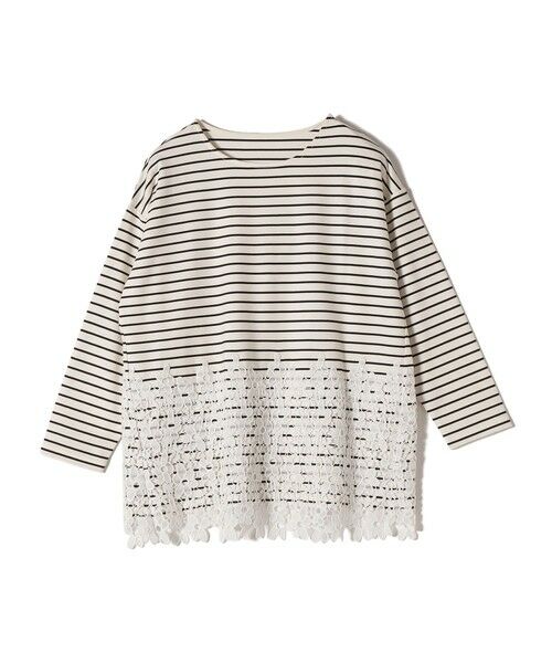SHIPS / シップス カットソー（半袖以外） | 《予約》【WEB限定】SHIPS Colors:ポンチ レース コンビ トップス（ボーダー）2◆ | 詳細1