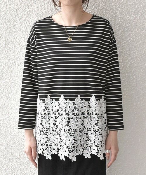SHIPS / シップス カットソー（半袖以外） | 《予約》【WEB限定】SHIPS Colors:ポンチ レース コンビ トップス（ボーダー）2◆ | 詳細15