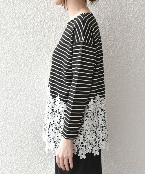 SHIPS / シップス カットソー（半袖以外） | 《予約》【WEB限定】SHIPS Colors:ポンチ レース コンビ トップス（ボーダー）2◆ | 詳細16