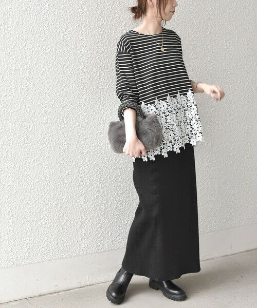 SHIPS / シップス カットソー（半袖以外） | 《予約》【WEB限定】SHIPS Colors:ポンチ レース コンビ トップス（ボーダー）2◆ | 詳細19