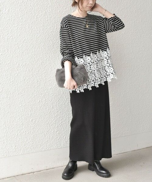 SHIPS / シップス カットソー（半袖以外） | 《予約》【WEB限定】SHIPS Colors:ポンチ レース コンビ トップス（ボーダー）2◆ | 詳細22