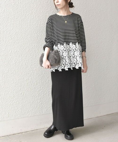 SHIPS / シップス カットソー（半袖以外） | 《予約》【WEB限定】SHIPS Colors:ポンチ レース コンビ トップス（ボーダー）2◆ | 詳細23