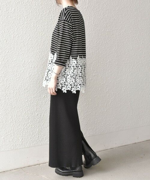 SHIPS / シップス カットソー（半袖以外） | 《予約》【WEB限定】SHIPS Colors:ポンチ レース コンビ トップス（ボーダー）2◆ | 詳細24