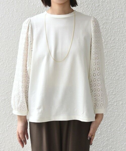 SHIPS / シップス カットソー（半袖以外） | 《予約》SHIPS Colors:〈手洗い可能〉ミニ裏毛 レース コンビ トップス◆ | 詳細3