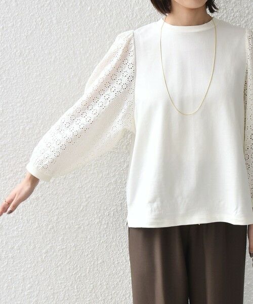 SHIPS / シップス カットソー（半袖以外） | 《予約》SHIPS Colors:〈手洗い可能〉ミニ裏毛 レース コンビ トップス◆ | 詳細6