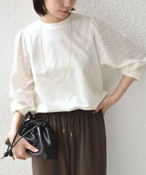 SHIPS / シップス カットソー（半袖以外） | 《予約》SHIPS Colors:〈手洗い可能〉ミニ裏毛 レース コンビ トップス◆ | 詳細8