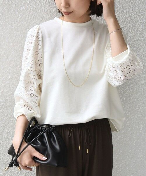 SHIPS / シップス カットソー（半袖以外） | 《予約》SHIPS Colors:〈手洗い可能〉ミニ裏毛 レース コンビ トップス◆ | 詳細9