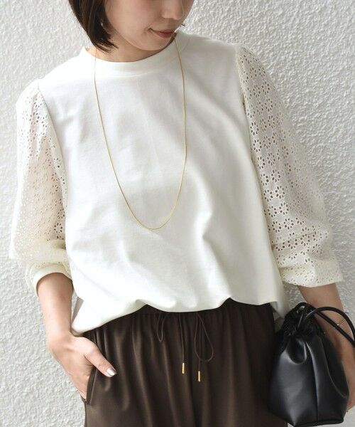 SHIPS / シップス カットソー（半袖以外） | 《予約》SHIPS Colors:〈手洗い可能〉ミニ裏毛 レース コンビ トップス◆ | 詳細10