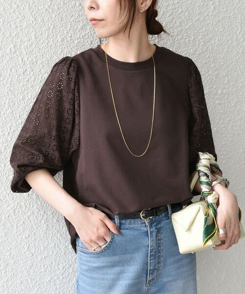 SHIPS / シップス カットソー（半袖以外） | 《予約》SHIPS Colors:〈手洗い可能〉ミニ裏毛 レース コンビ トップス◆ | 詳細18
