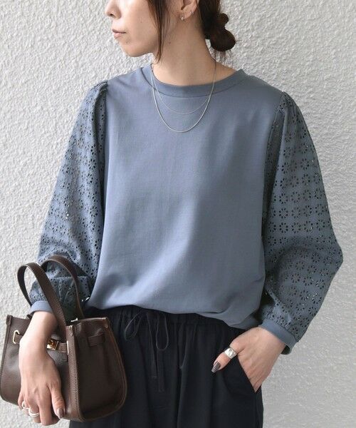 SHIPS / シップス カットソー（半袖以外） | 《予約》SHIPS Colors:〈手洗い可能〉ミニ裏毛 レース コンビ トップス◆ | 詳細27