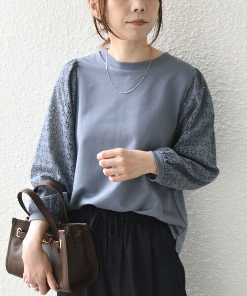 SHIPS / シップス カットソー（半袖以外） | 《予約》SHIPS Colors:〈手洗い可能〉ミニ裏毛 レース コンビ トップス◆ | 詳細28