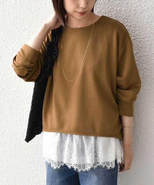 SHIPS / シップス Tシャツ | 《予約》SHIPS Colors:〈手洗い可能〉レースタンクトップ セット プルオーバー◆（キャメル）