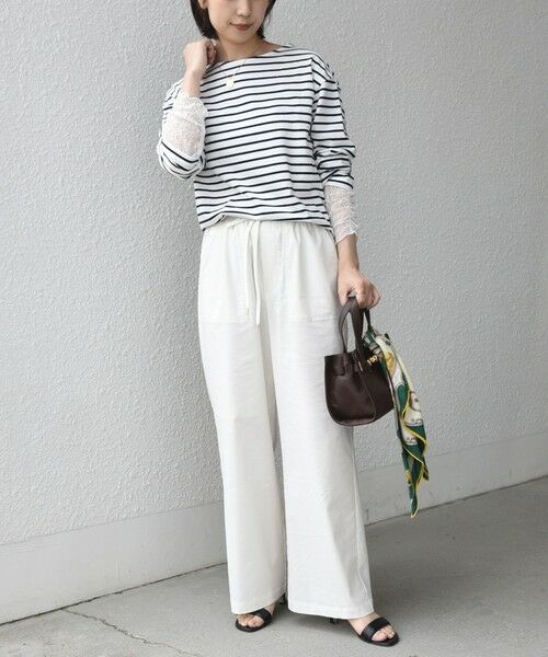 SHIPS / シップス カットソー（半袖以外） | 《予約》【WEB限定】SHIPS Colors:〈手洗い可能〉レース 切替スリーブ ボーダー カットソー◆ | 詳細6