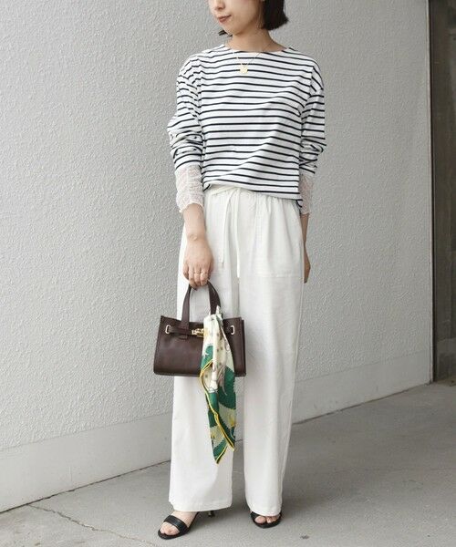 SHIPS / シップス カットソー（半袖以外） | 《予約》【WEB限定】SHIPS Colors:〈手洗い可能〉レース 切替スリーブ ボーダー カットソー◆ | 詳細9
