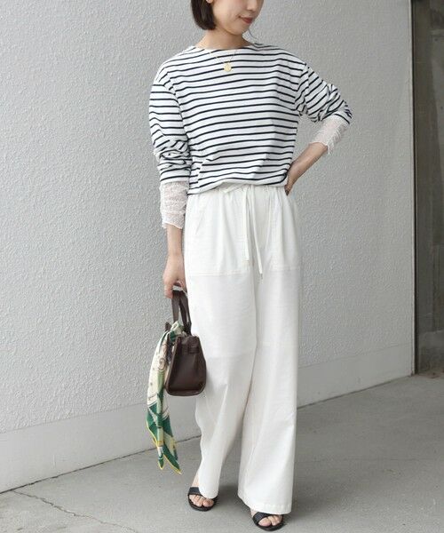 SHIPS / シップス カットソー（半袖以外） | 《予約》【WEB限定】SHIPS Colors:〈手洗い可能〉レース 切替スリーブ ボーダー カットソー◆ | 詳細10