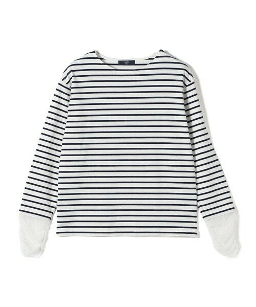 SHIPS / シップス カットソー（半袖以外） | 《予約》【WEB限定】SHIPS Colors:〈手洗い可能〉レース 切替スリーブ ボーダー カットソー◆ | 詳細1