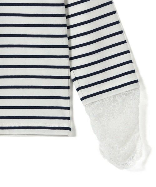 SHIPS / シップス カットソー（半袖以外） | 《予約》【WEB限定】SHIPS Colors:〈手洗い可能〉レース 切替スリーブ ボーダー カットソー◆ | 詳細4