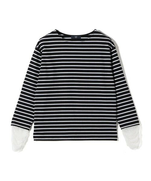SHIPS / シップス カットソー（半袖以外） | 《予約》【WEB限定】SHIPS Colors:〈手洗い可能〉レース 切替スリーブ ボーダー カットソー◆ | 詳細13
