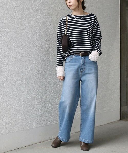 SHIPS / シップス カットソー（半袖以外） | 《予約》【WEB限定】SHIPS Colors:〈手洗い可能〉レース 切替スリーブ ボーダー カットソー◆ | 詳細19