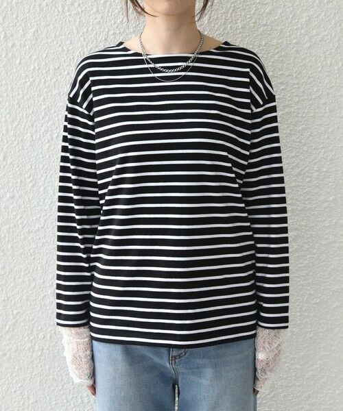 SHIPS / シップス カットソー（半袖以外） | 《予約》【WEB限定】SHIPS Colors:〈手洗い可能〉レース 切替スリーブ ボーダー カットソー◆ | 詳細15