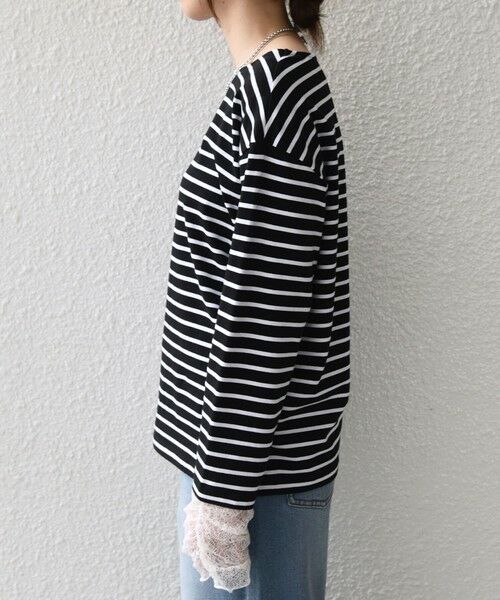 SHIPS / シップス カットソー（半袖以外） | 《予約》【WEB限定】SHIPS Colors:〈手洗い可能〉レース 切替スリーブ ボーダー カットソー◆ | 詳細16