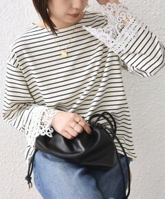 SHIPS / シップス カットソー（半袖以外） | 《予約》【WEB限定】SHIPS Colors:〈手洗い可能〉ボーダー ポンチ レースカフス トップス◆