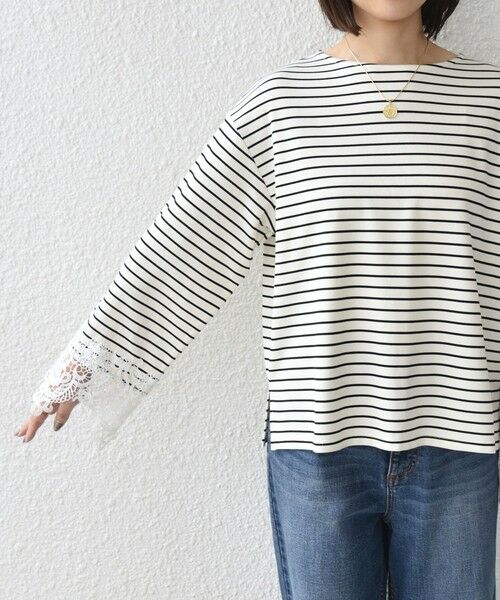 SHIPS / シップス カットソー（半袖以外） | 《予約》【WEB限定】SHIPS Colors:〈手洗い可能〉ボーダー ポンチ レースカフス トップス◆ | 詳細9