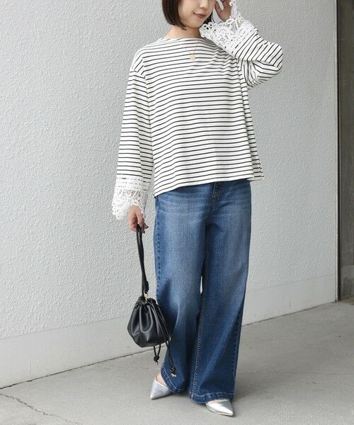 SHIPS / シップス カットソー（半袖以外） | 《予約》【WEB限定】SHIPS Colors:〈手洗い可能〉ボーダー ポンチ レースカフス トップス◆ | 詳細10
