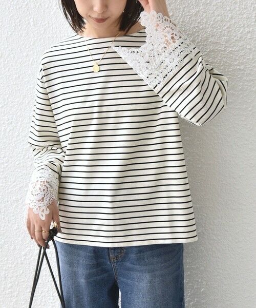 SHIPS / シップス カットソー（半袖以外） | 《予約》【WEB限定】SHIPS Colors:〈手洗い可能〉ボーダー ポンチ レースカフス トップス◆ | 詳細11