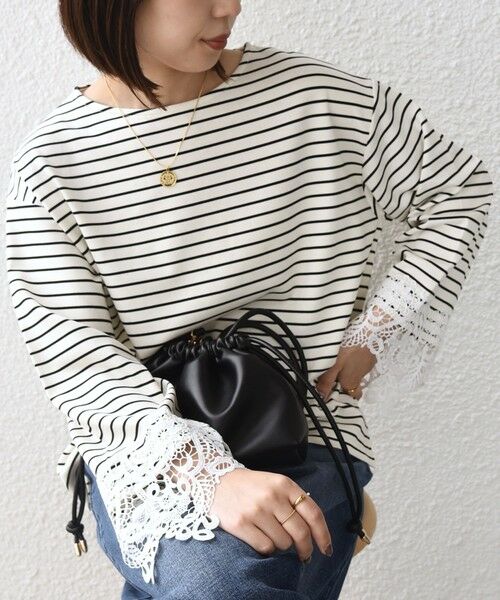 SHIPS / シップス カットソー（半袖以外） | 《予約》【WEB限定】SHIPS Colors:〈手洗い可能〉ボーダー ポンチ レースカフス トップス◆ | 詳細14