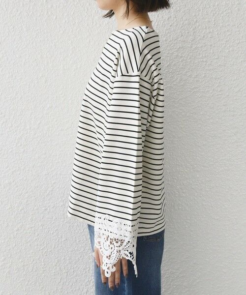 SHIPS / シップス カットソー（半袖以外） | 《予約》【WEB限定】SHIPS Colors:〈手洗い可能〉ボーダー ポンチ レースカフス トップス◆ | 詳細7