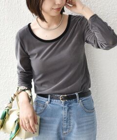 SHIPS / シップス カットソー（半袖以外） | 《予約》SHIPS Colors:〈手洗い可能〉シアー ポリエステル ベロア 配色 トップス◆