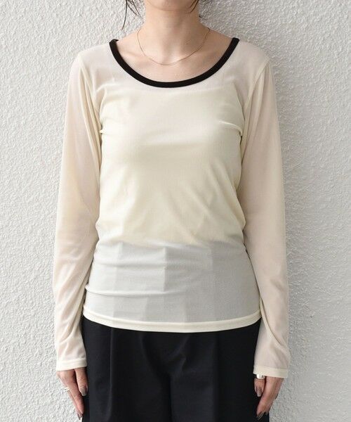 SHIPS / シップス カットソー（半袖以外） | 《予約》SHIPS Colors:〈手洗い可能〉シアー ポリエステル ベロア 配色 トップス◆ | 詳細6