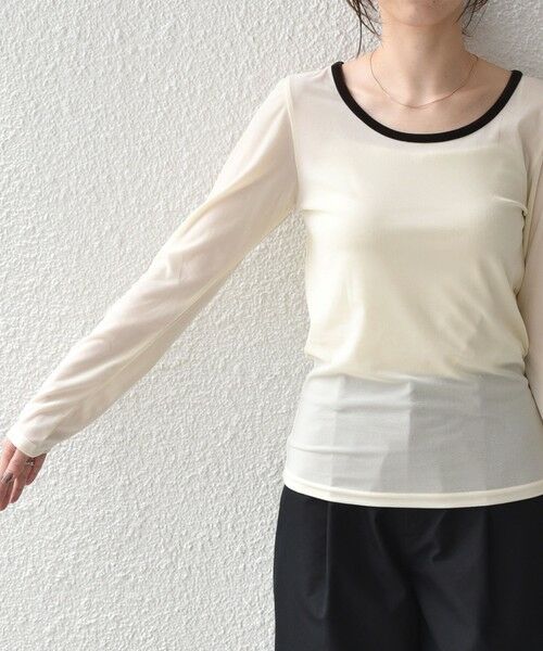 SHIPS / シップス カットソー（半袖以外） | 《予約》SHIPS Colors:〈手洗い可能〉シアー ポリエステル ベロア 配色 トップス◆ | 詳細9
