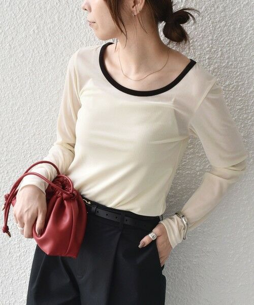 SHIPS / シップス カットソー（半袖以外） | 《予約》SHIPS Colors:〈手洗い可能〉シアー ポリエステル ベロア 配色 トップス◆ | 詳細12