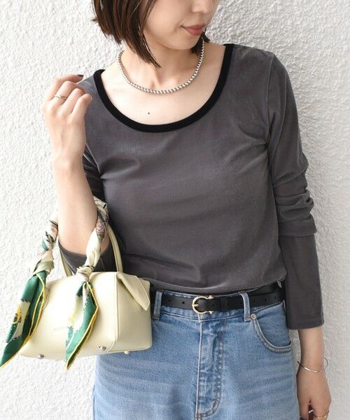 SHIPS / シップス カットソー（半袖以外） | 《予約》SHIPS Colors:〈手洗い可能〉シアー ポリエステル ベロア 配色 トップス◆ | 詳細18