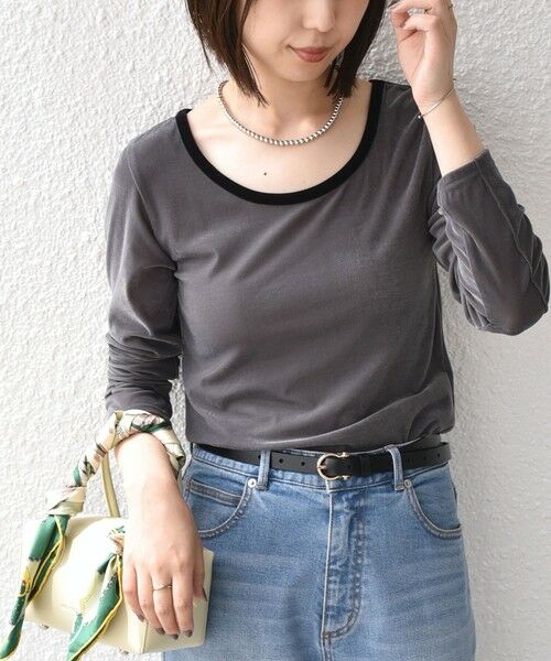 SHIPS / シップス カットソー（半袖以外） | 《予約》SHIPS Colors:〈手洗い可能〉シアー ポリエステル ベロア 配色 トップス◆ | 詳細19