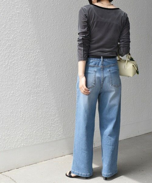 SHIPS / シップス カットソー（半袖以外） | 《予約》SHIPS Colors:〈手洗い可能〉シアー ポリエステル ベロア 配色 トップス◆ | 詳細21