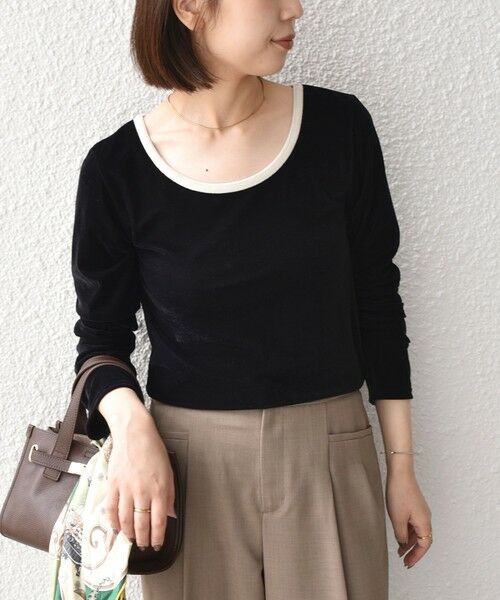 SHIPS / シップス カットソー（半袖以外） | 《予約》SHIPS Colors:〈手洗い可能〉シアー ポリエステル ベロア 配色 トップス◆ | 詳細25