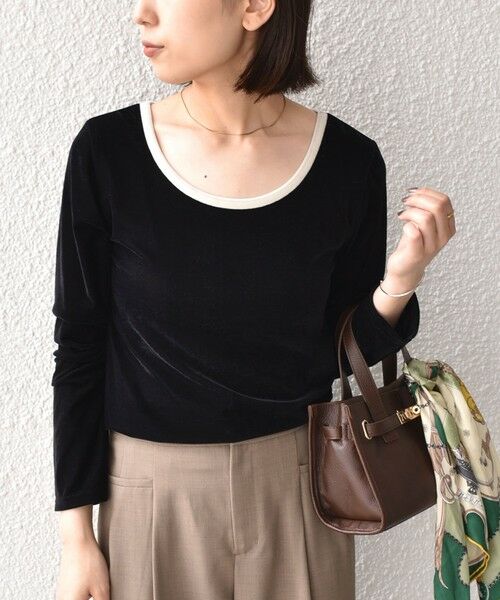 SHIPS / シップス カットソー（半袖以外） | 《予約》SHIPS Colors:〈手洗い可能〉シアー ポリエステル ベロア 配色 トップス◆ | 詳細26