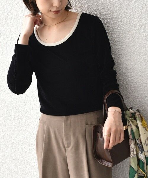 SHIPS / シップス カットソー（半袖以外） | 《予約》SHIPS Colors:〈手洗い可能〉シアー ポリエステル ベロア 配色 トップス◆ | 詳細27