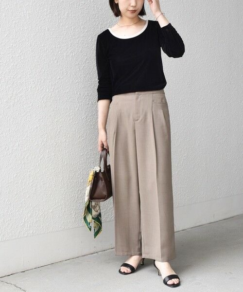 SHIPS / シップス カットソー（半袖以外） | 《予約》SHIPS Colors:〈手洗い可能〉シアー ポリエステル ベロア 配色 トップス◆ | 詳細29