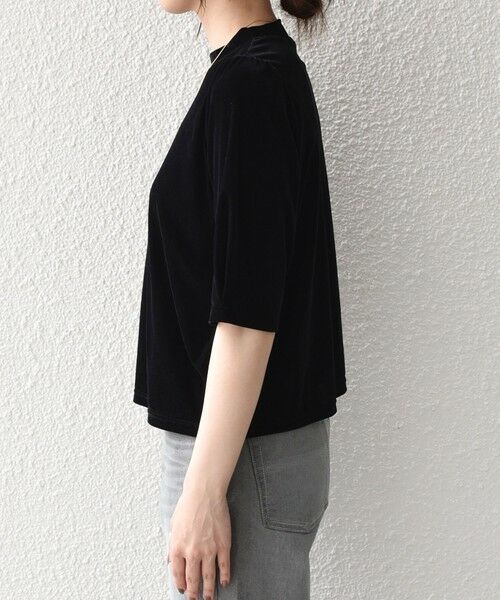 SHIPS / シップス Tシャツ | 《予約》SHIPS Colors:〈手洗い可能〉シアー ポリエステル ベロア 5分袖 トップス◆ | 詳細4