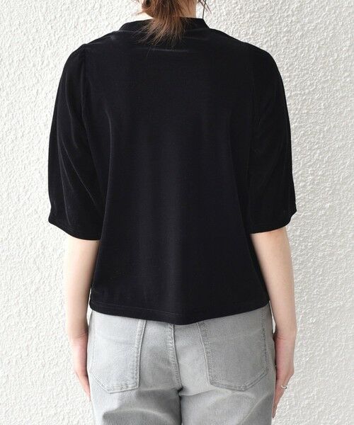 SHIPS / シップス Tシャツ | 《予約》SHIPS Colors:〈手洗い可能〉シアー ポリエステル ベロア 5分袖 トップス◆ | 詳細5